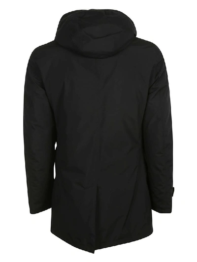 Shop Herno Classic Hooded Concealed Parka In Black