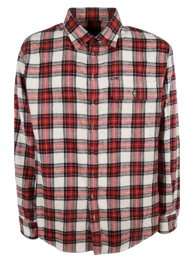 Shop Dsquared2 Tartan Effect Shirt In White/red