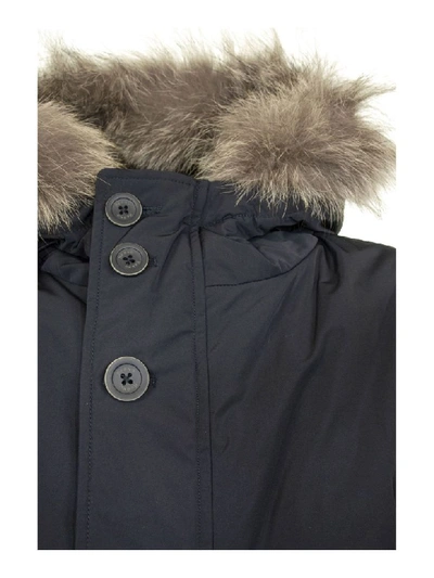 Shop Herno Medium Parka With Fur Hood In Blue