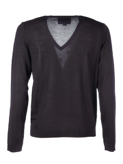Shop Gucci V Neck Gg Wool Sweater In Ink Milk