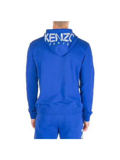 Shop Kenzo Logo Hoodie In Blu