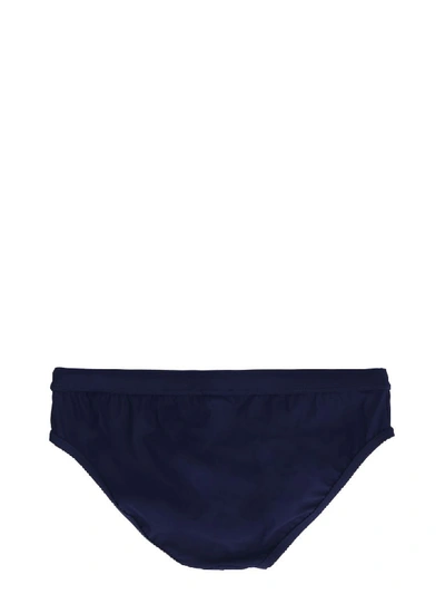 Shop Dolce & Gabbana Logo Print Swim Briefs In Blue