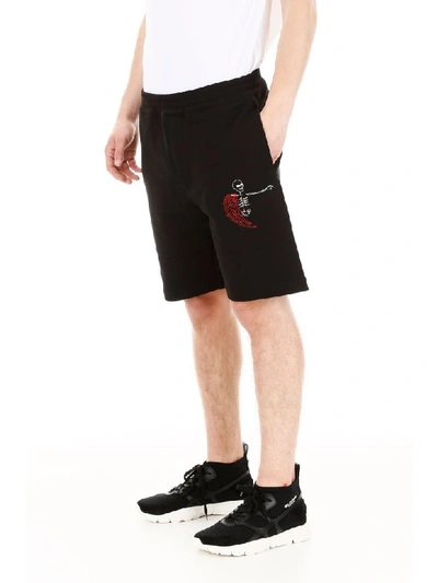 Shop Alexander Mcqueen Skeleton Shorts In Black Mix (black)