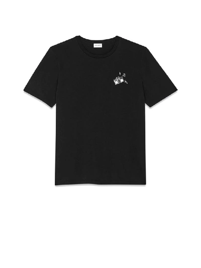 Shop Saint Laurent Stereo Print T-shirt In Noir Naturel