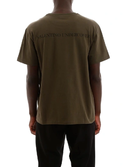 Shop Valentino Ufo Vu T-shirt In Ufo V Olive Rosso (green)