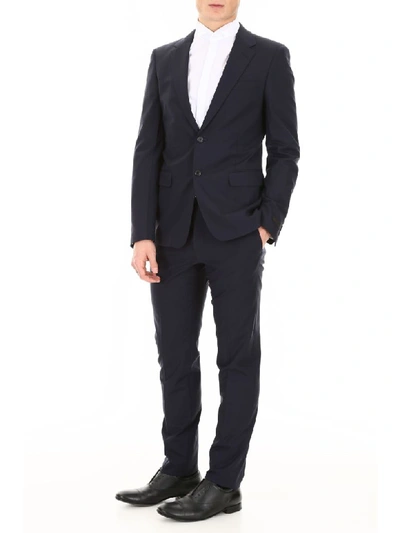 Shop Prada Techno Wool Suit In Bleu (blue)