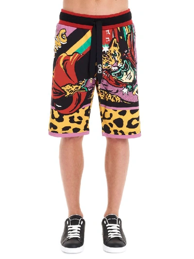 Shop Dolce & Gabbana Hero Leopardo Bermuda In Multicolor