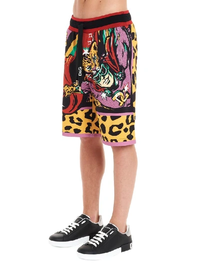 Shop Dolce & Gabbana Hero Leopardo Bermuda In Multicolor