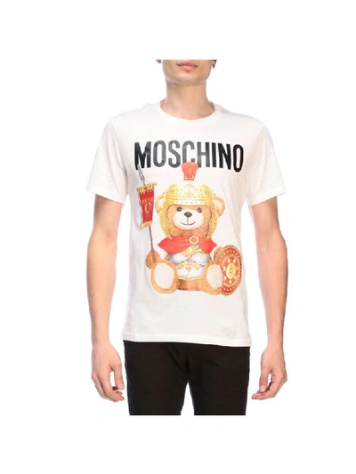 Shop Moschino Couture Short-sleeved T-shirt With Gladiator Teddy Maxi Print In White