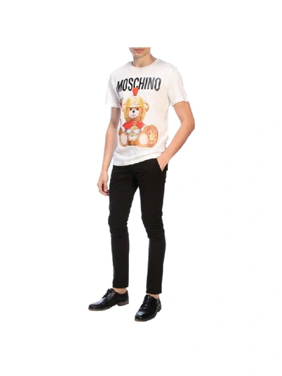 Shop Moschino Couture Short-sleeved T-shirt With Gladiator Teddy Maxi Print In White