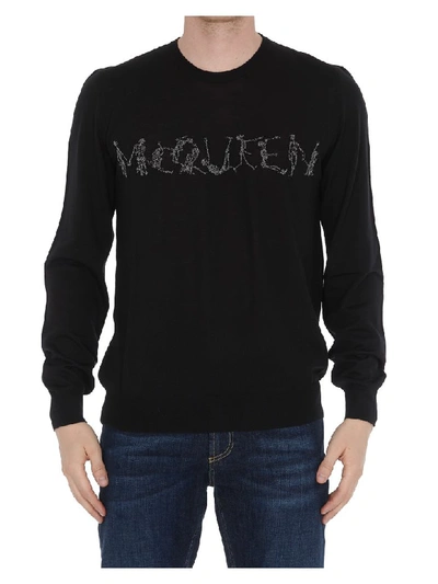 Shop Alexander Mcqueen Logo Skull Sweater In Black