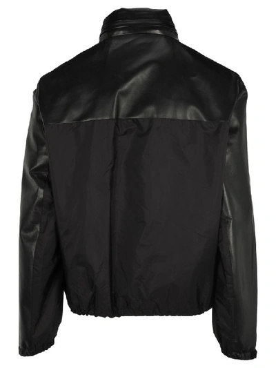 Shop Prada Leather And Nylon Jacket In Black