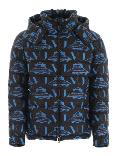 Shop Valentino Undercover Puffer Jacket In Ufo Vu Nero Malibu (blue)