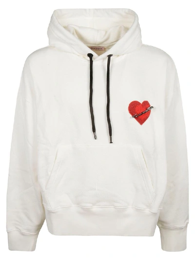 Shop Palm Angels Pin My Heart Hoodie In White