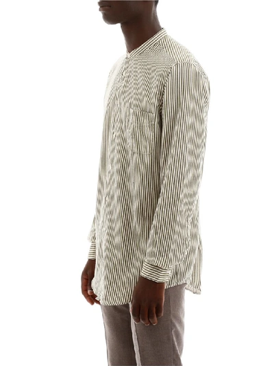 Shop Massimo Alba Striped Shirt In Lichene (white)