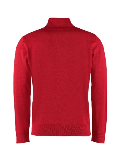 Gcds Red Wool Blend Turtleneck Sweater In Red
