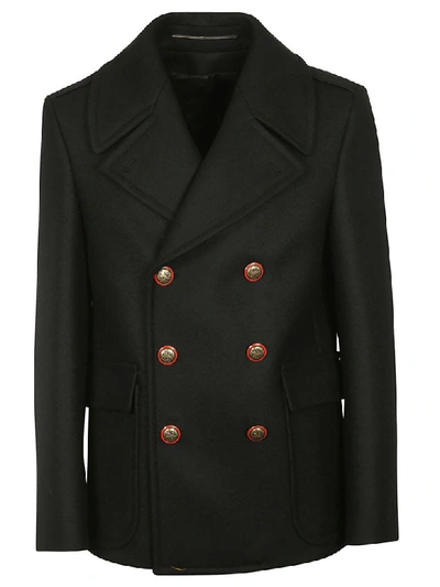 Shop Givenchy Buttoned Peacoat In Black
