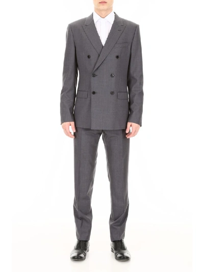 Shop Dolce & Gabbana Wool And Silk Suit In Melange Grigi (grey)