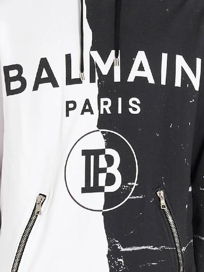 Shop Balmain Hoodie In Black & White