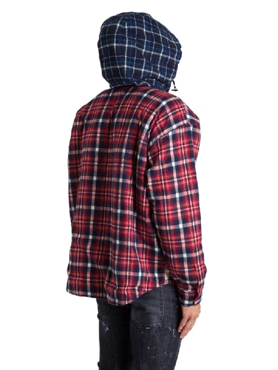Shop Dsquared2 Check Flannel Anorak With Sherpa Lining In Rosso