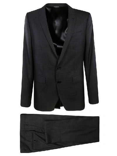 Shop Dolce & Gabbana Semi-checked Detail Two-piece Suit In Black