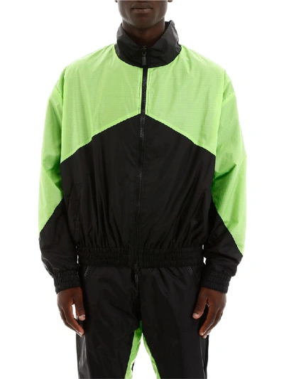 Shop Rhude Bicolor Windbreaker In Neon Green Black (green)