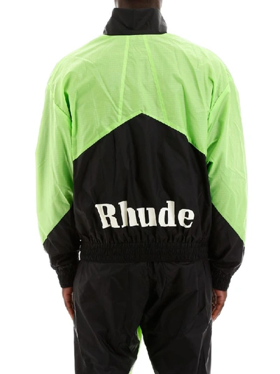 Shop Rhude Bicolor Windbreaker In Neon Green Black (green)