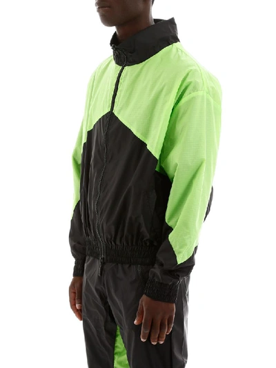 Shop Rhude Bicolor Windbreaker In Neon Green Black (green)