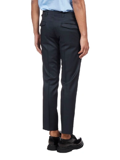 Shop Prada Virgin Wool Tailored Trousers In Bleu