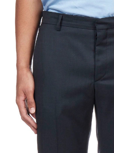 Shop Prada Virgin Wool Tailored Trousers In Bleu