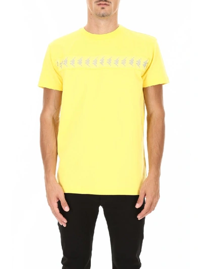Shop Kappa T-shirt With Light-reflecting Logo In Yellow (yellow)
