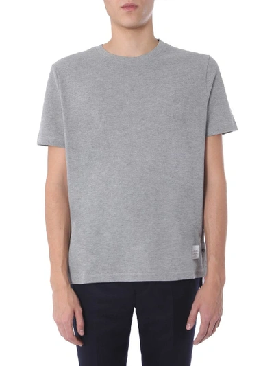 Shop Thom Browne Piqué Cotton T-shirt In Grigio
