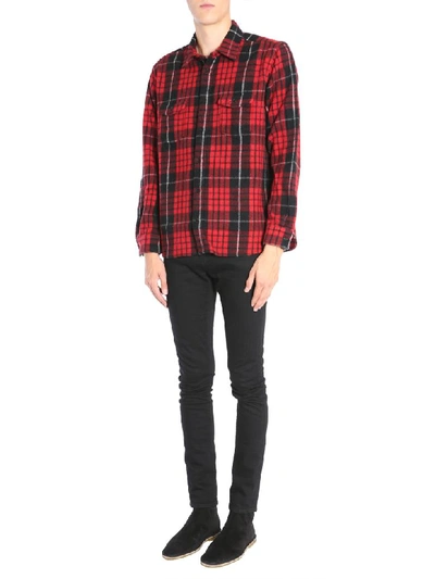 Shop Saint Laurent Check Shirt In Rosso