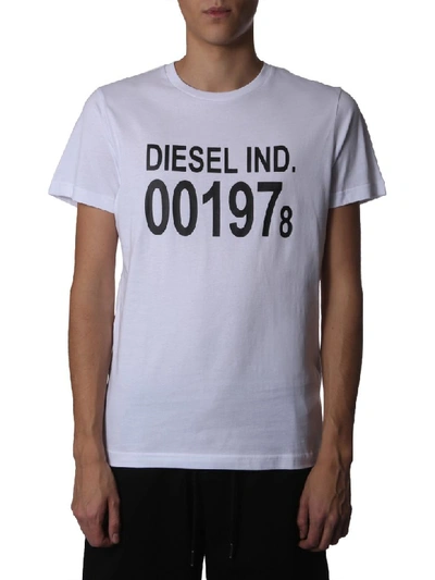 Shop Diesel Round Neck T-shirt In Bianco