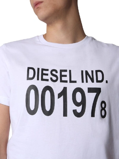 Shop Diesel Round Neck T-shirt In Bianco