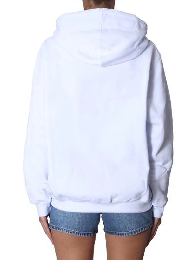 Shop Msgm Hooded Sweatshirt In Bianco