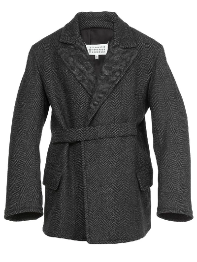 Shop Maison Margiela Oversize Coat In Charcoal