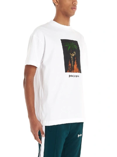 Shop Palm Angels Burning Skeleton T-shirt In White