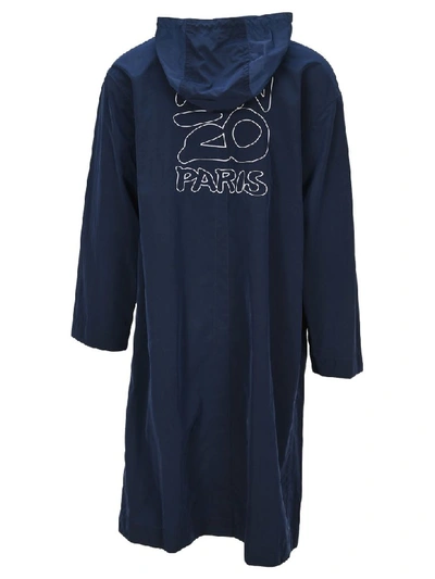 Shop Kenzo Embroidered Logo Raincoat In Blue