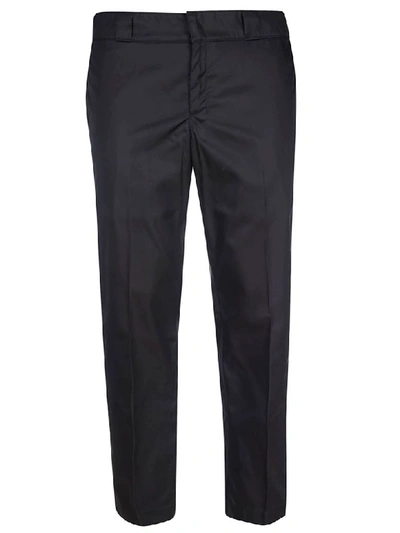 Shop Prada Logo Plaque Classic Trousers In Black