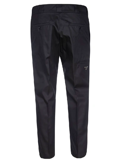 Shop Prada Logo Plaque Classic Trousers In Black