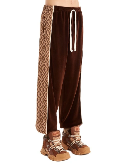 Shop Gucci Gg Rhombus Jaquard Pants In Brown