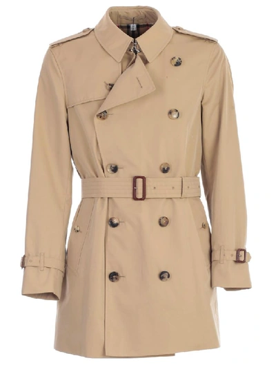 Shop Burberry Wimbledon Trench Double Breasted In Honey