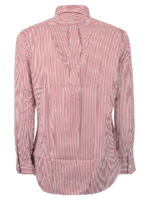 Ralph Lauren Logo Striped Fitted Shirt In Red/white | ModeSens