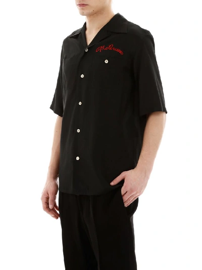Shop Alexander Mcqueen Shirt With Logo Embroidery In Black (black)