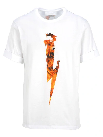 Shop Neil Barrett Big Flame Print T-shirt In White