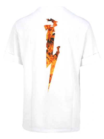 Shop Neil Barrett Big Flame Print T-shirt In White