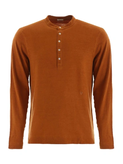 Shop Massimo Alba Henley Shirt In Rust (orange)