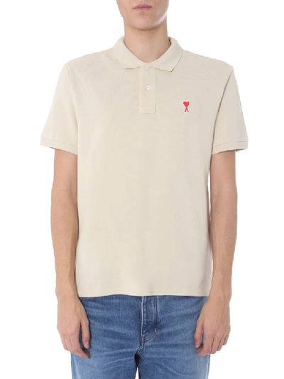 Shop Ami Alexandre Mattiussi Regular Fit Polo In Beige