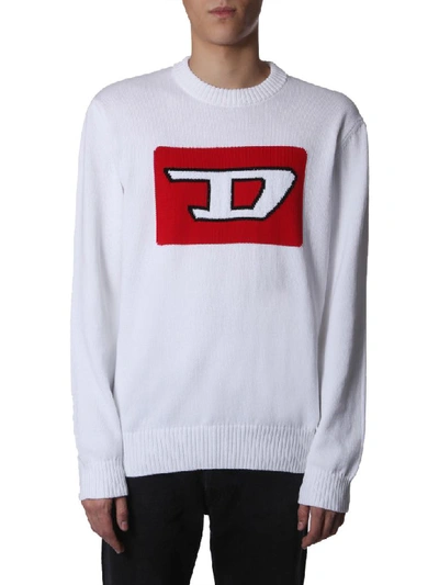 Shop Diesel Crew Neck Sweater In Bianco